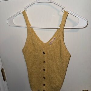 It's Our Time Mustard Button-Front Camisole